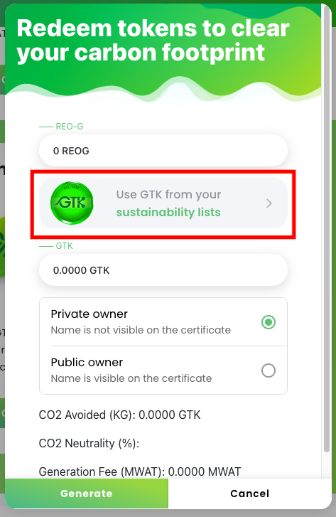 RED Platform Generate Green Certificate